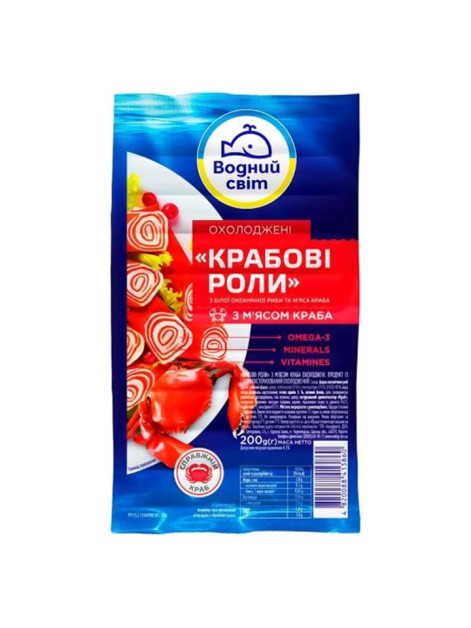 Водний Світ Крабові роли з білою рибою 200г