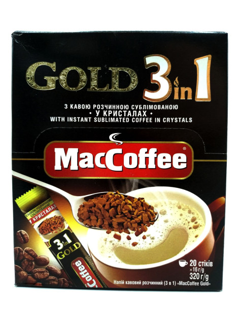 MacCoffee Gold Кава розчинна 3 в 1 20стіків