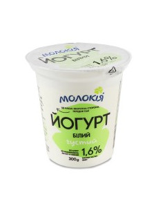 Молокія Йогурт білий густ 1,6% ст 300г