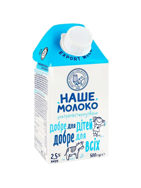 Молоко ТМ Наше молоко 2,5% 0,5л