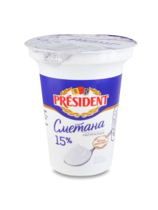 President Сметана 15% стакан 300г