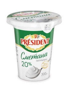 President Сметана 20% стакан 300г
