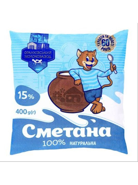 Сметана Франківська 15% плівка 400гр