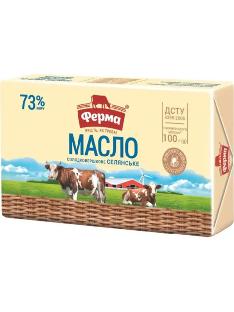 Масло солодко-вершкове МТ Ферма 73% 400гр.