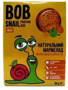 Bob Snail Натуральний фрукт. мармелад в асорт. 54г