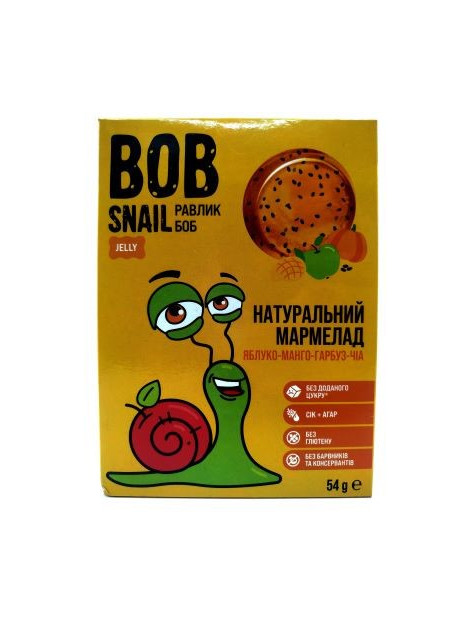 Bob Snail Натуральний фрукт. мармелад в асорт. 54г