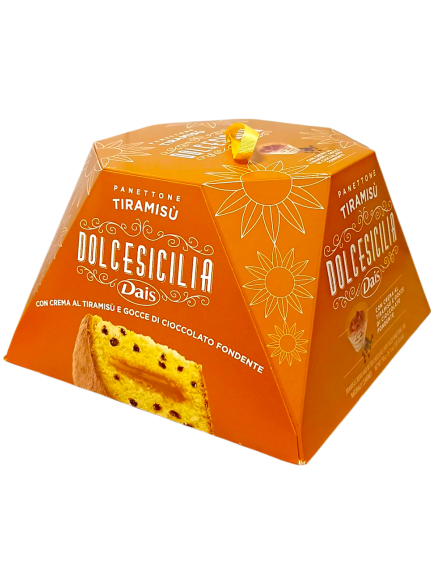 DOLCESICILIA Панетон з кремом тірамісу та дропсами з темного шоколаду, 750 г