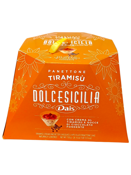 DOLCESICILIA Панетон з кремом тірамісу та дропсами з темного шоколаду, 750 г