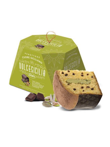 DOLCESICILIA Панетон з фісташковим кремом та крихтою з темного шоколаду, 750 г