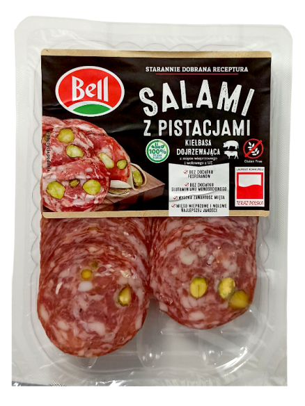 Bell Ковбаса нарізка Салямі з фундуком або з фісташкою, 70 г
