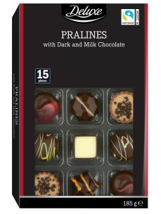 Delux Pralines Шоколадні цукерки в асортименті, 185 г