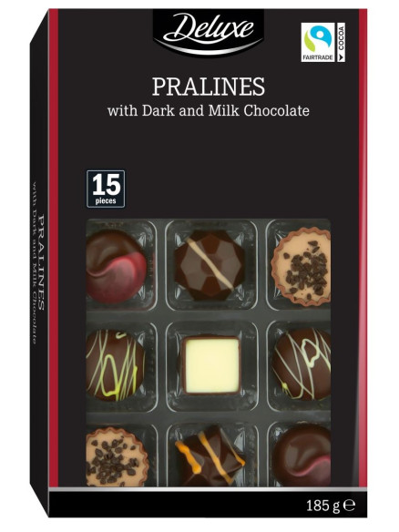 Delux Pralines Шоколадні цукерки в асортименті, 185 г