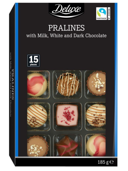 Delux Pralines Шоколадні цукерки в асортименті, 185 г