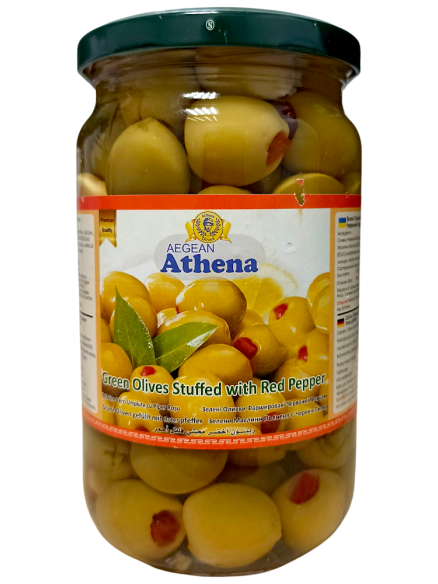 Athena Оливки зелені фаршировані перцем, 700 г