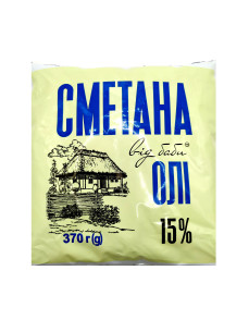 Сметана від Баби Олі 15% плівка 370г